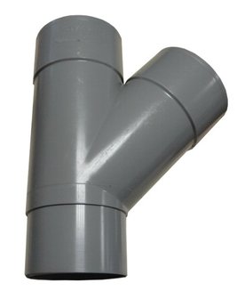 HWA T-Stuk 45 gr PVC  Diam 70 mm - 2 x Mof/Verjongd Spie