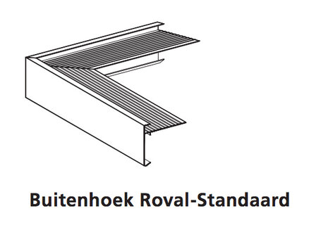 Aluminium Daktrim 60 x 64 mm - Blank - Buitenhoek tekening