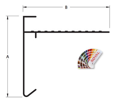 Aluminium Daktrim 60 x 64 mm - RAL kleur - Lang 2,5 mtr