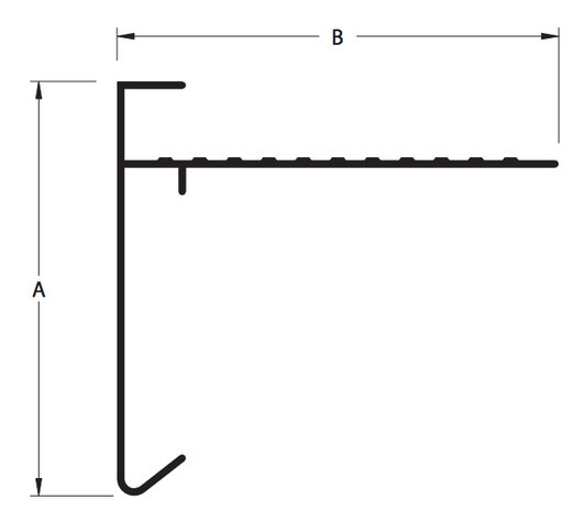 Aluminium Daktrim 45 x 45 mm - Blank -Lang 2,5 mtr tekening